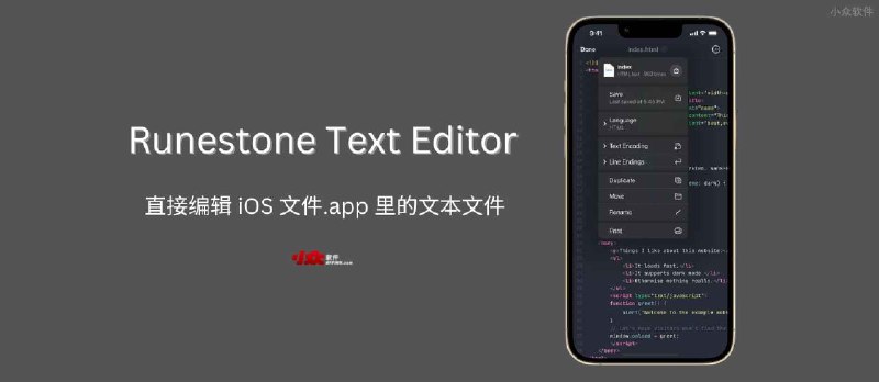 Runestone Text Editor - 文本编辑器：直接编辑 iOS 文件.app 里的文本文件 - 小众软件