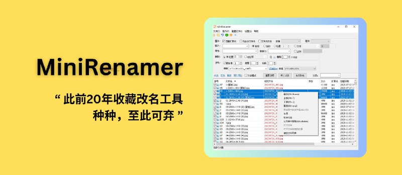 MiniRenamer - 支持实时预览的批量重命名工具，用户：此前20年收藏改名工具种种，至此可弃[Win] - 小众软件