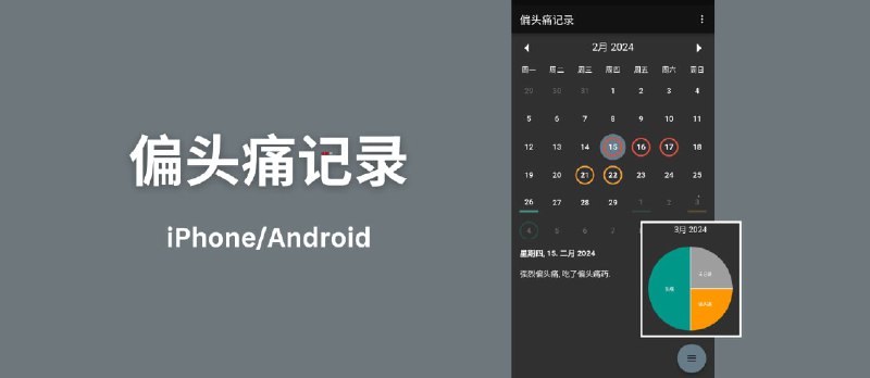 偏头痛记录 - 简单的记录与统计每一次的偏头痛与是否服药[iPhone/Android] - 小众软件