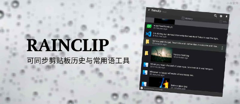 Rainclip - 一个简单的可同步剪贴板历史与常用语工具[Win/macOS] - 小众软件