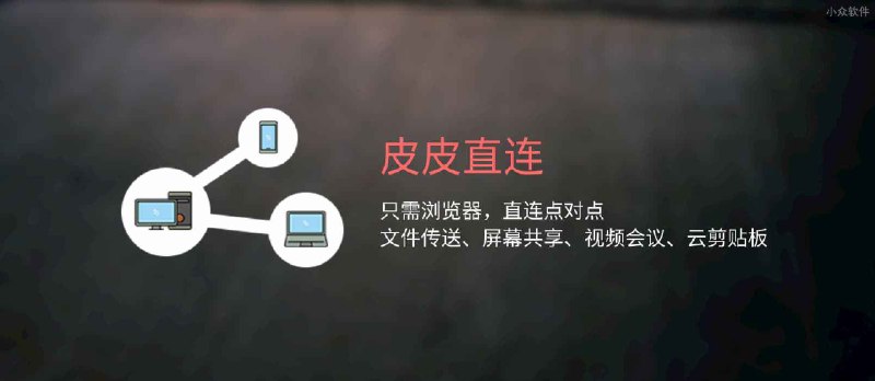 皮皮直连 - 有网就能用，打开浏览器就能传文件、共享屏幕、云剪贴板、视频会议/直播、文字... - 小众软件