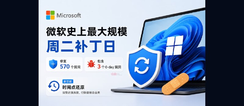 微软史上规模最大的“周二补丁日”：570 个漏洞、3 个 0-day、新功能时间点还原 - 小众软件
