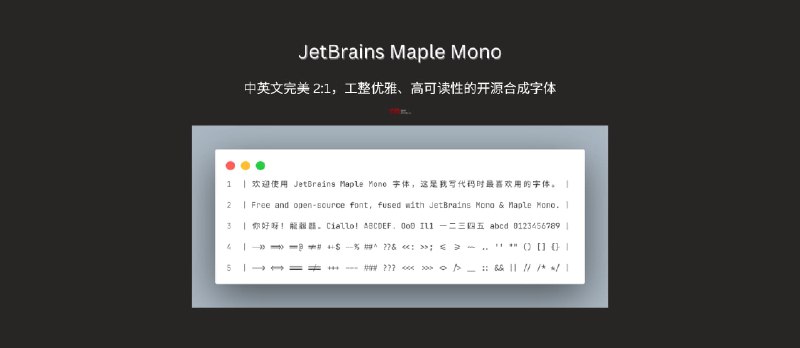 中英文完美 2:1,JetBrains Maple Mono:一款工整优雅、高可读性的开源合成字体 - 小众软件