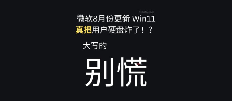 微软8月份更新 Win11，真把用户的 1TB 硬盘炸了？还能抢救吗？KB5063878 - 小众软件
