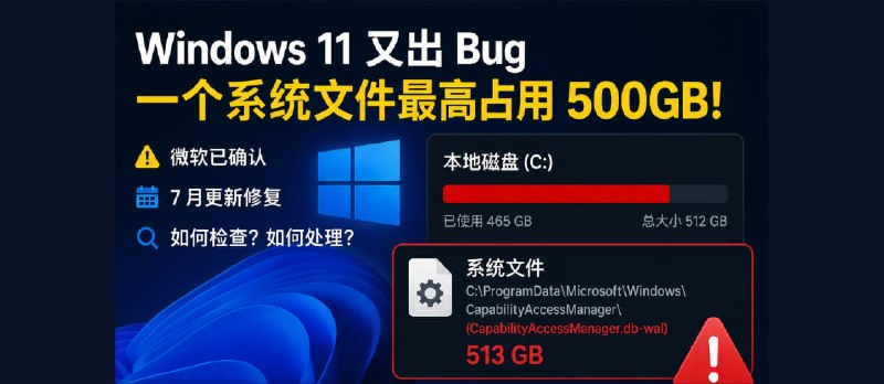 【已修复】微软承认：Windows 11 这个 Bug，最高能吃掉 500GB 硬盘空间 - 小众软件