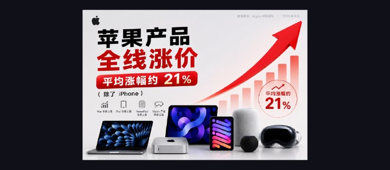 苹果产品全线涨价，平均涨幅约 21%（除了 iPhone） - 小众软件