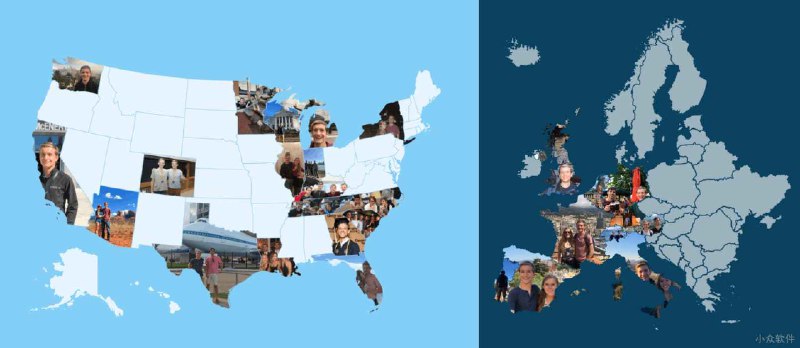 Photo Map - 用照片填充地图轮廓，漂亮的创意旅行地图[iPhone/iPad] - 小众软件