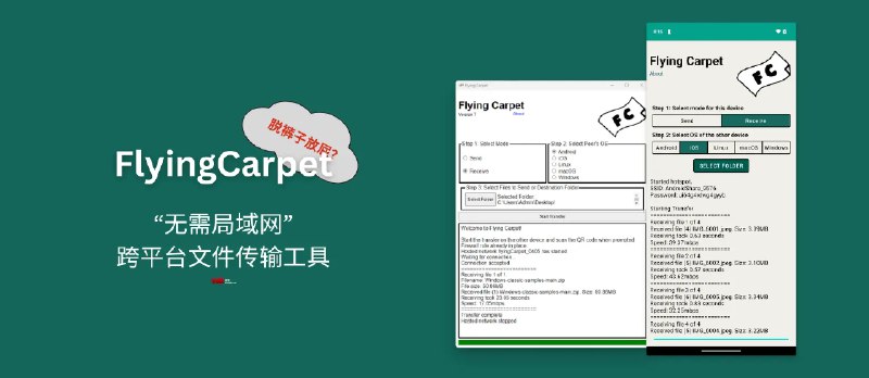 FlyingCarpet - 脱裤子放屁？不需要局域网、开源、跨平台文件传输工具 - 小众软件