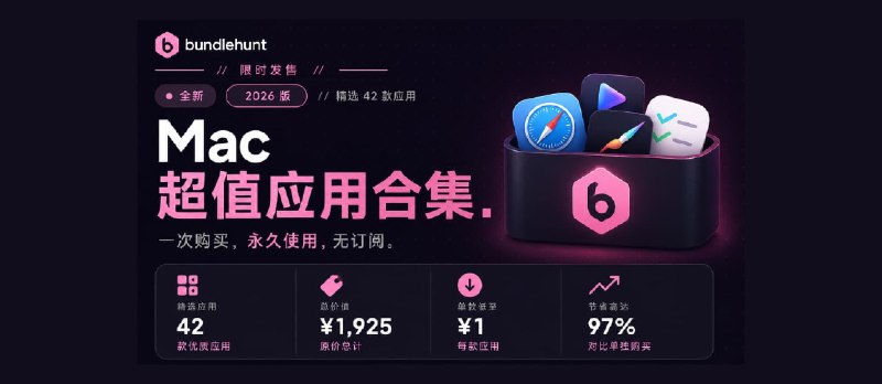 Bundlehunt 新捆绑包上线，42款特价 macOS 软件，终身授权，无需订阅。 - 小众软件