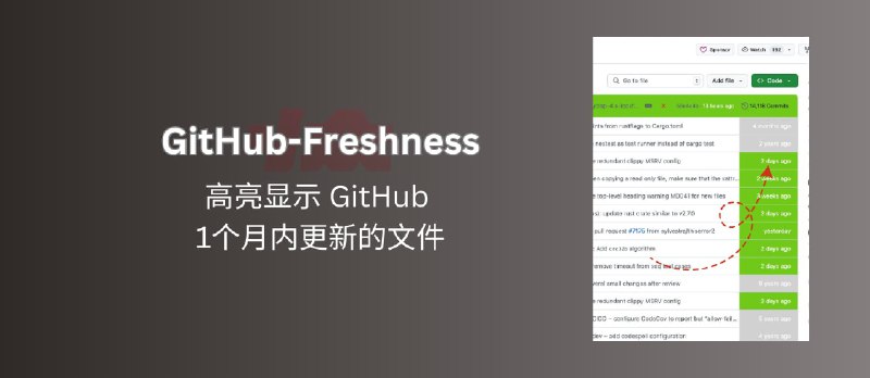GitHub-Freshness - 高亮显示 GitHub 中 1 个月内更新的文件 - 小众软件