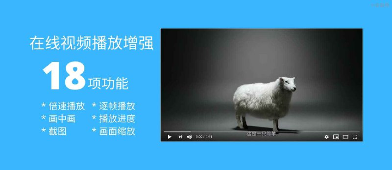 18 项功能，为网页视频播放添加倍速播放、画中画、截图、进度保存等，全程高能快捷键[油猴脚本] - 小众软件