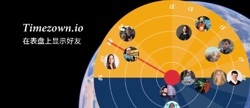 Timezown.io - 在「表盘」上显示世界各地的好友时区 [Web] - 小众软件