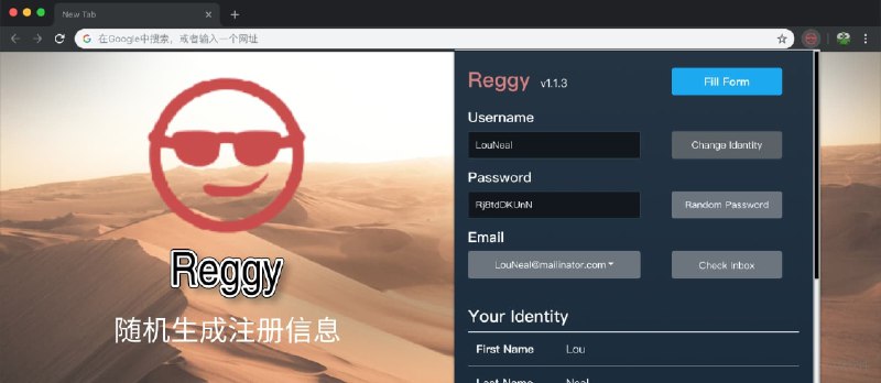 Reggy - 随机生成用户密码邮箱地址，一键填表，保护隐私[Chrome] - 小众软件