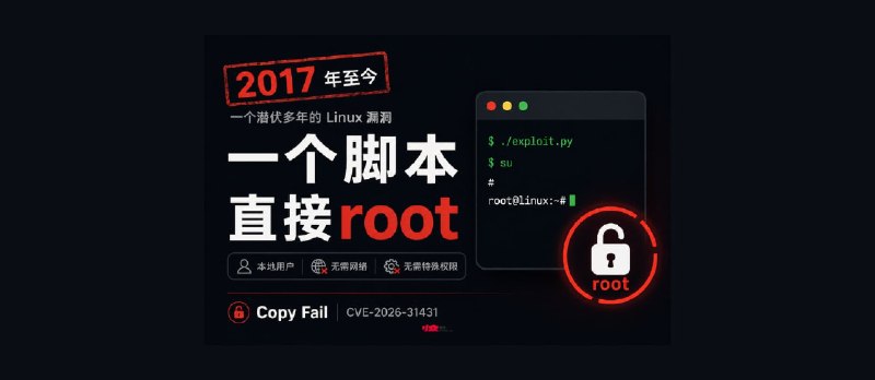 Copy Fail：2017年至今的漏洞，一个脚本获得 Linux root 管理员权限｜CVE-2026-31431 - 小众软件