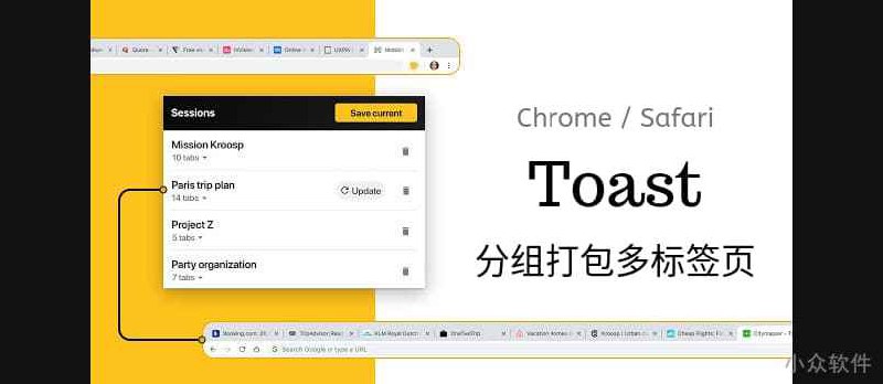 Toast - 分组打包多标签页，节省资源[Chrome/Safari] - 小众软件