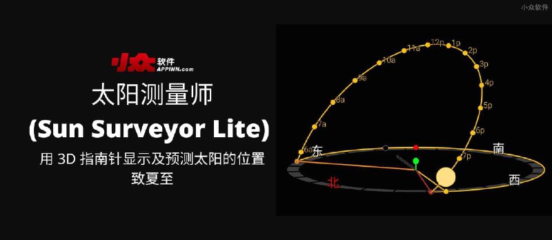 太阳测量师(Sun Surveyor Lite)&nbsp;- 用 3D 指南针显示及预测太阳的位置，致夏至[iOS/Android] - 小众软件