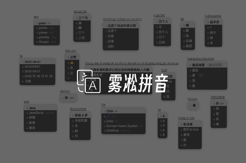 #GitHub⌨️ Rime 用户的福音配置 —— 雾凇拼音⌨️ 这两天部分 Mac 用户因为微信键盘 Mac 版的缘故又开启了输入法折腾之旅，我虽然没有用微信键盘，但是也在 Twitter 上看到有用鼠须管的用户提到了一个由 Dvel 维护的 Rime 配置 —— 雾凇拼音