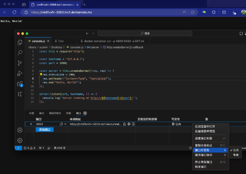 VS Code 的公共转发服务，大概可以实现「内网穿透」😂测试：