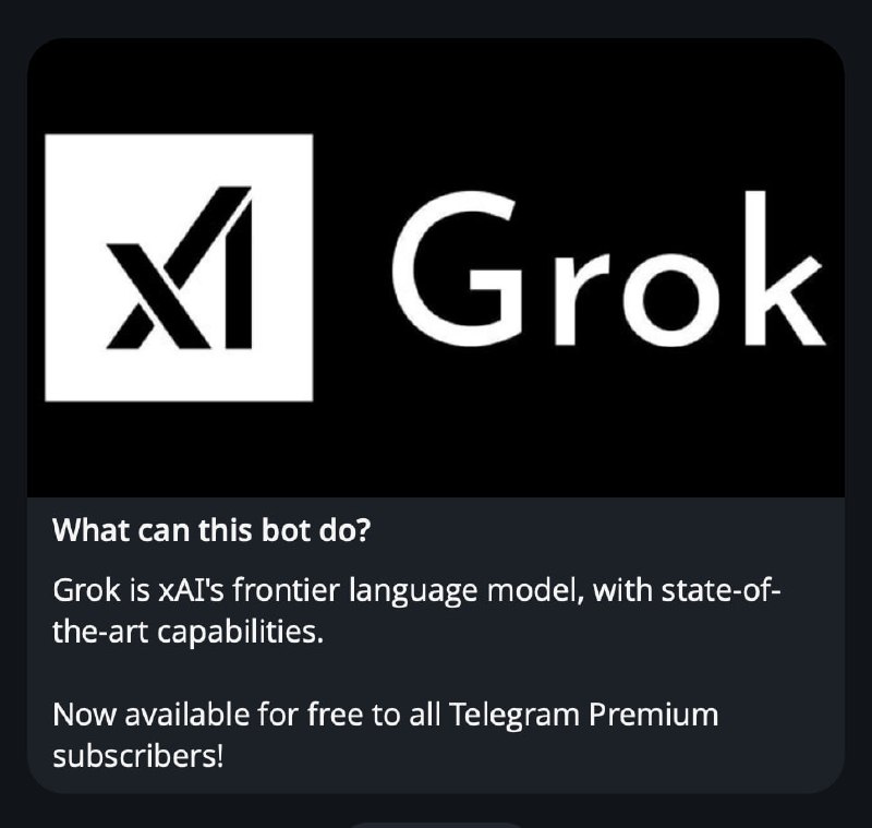 一个 Grok 机器人，仅限 Telegram Premium 用户使用@GrokAI