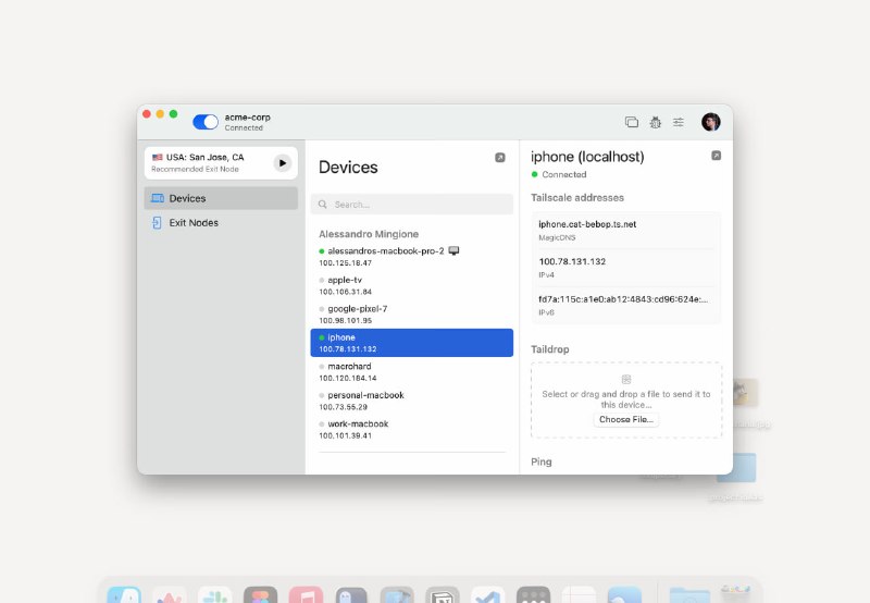 Tailscale 为 macOS 客户端提供了新的图形界面