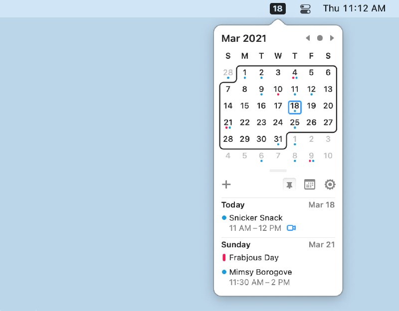 Itsycal 0.15.4 更新新增的外观设置显示没有事件的天数