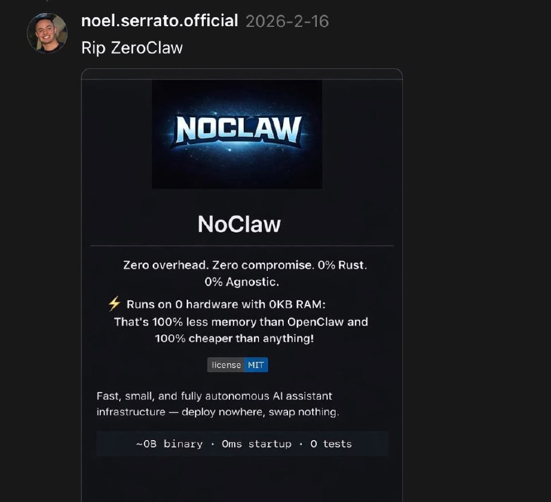 OpenClaw 大乱斗！图1  NemoClaw 来了，OpenClaw 已死！图2 CoWork 来了，OpenClaw 已死！图3 Perplexity Computer 来了，OpenClaw 已死！图4 OpenClaw 已死，nanobot 来了！图5 nanobot 已死，PicoClaw 来了！图6 PicoClaw 已死，FemtoClaw 来了！图7 FemtoClaw 已死，ZeroClaw 来了！图8 ZeroClaw 已死，NoClaw 来了，杀死比赛！OpenClaw 大乱斗！图1  NemoClaw 来了，OpenClaw 已死！图2 CoWork 来了，OpenClaw 已死！图3 Perplexity Computer 来了，OpenClaw 已死！图4 OpenClaw 已死，nanobot 来了！图5 nanobot 已死，PicoClaw 来了！图6 PicoClaw 已死，FemtoClaw 来了！图7 FemtoClaw 已死，ZeroClaw 来了！图8 ZeroClaw 已死，NoClaw 来了，杀死比赛！