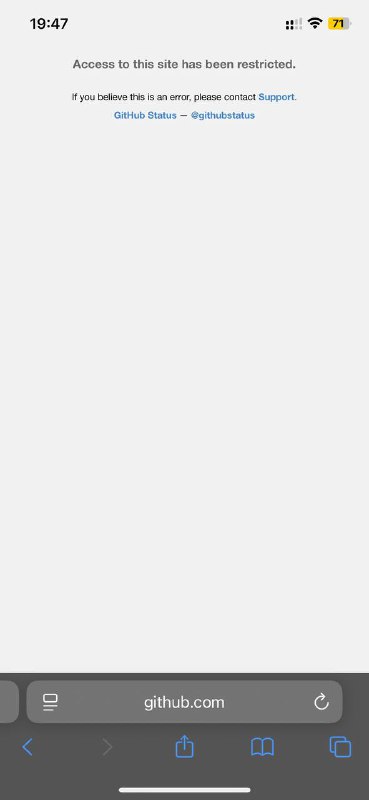 直连情况下，非登录访问 GitHub 会提示 Access to this site has been restricted.